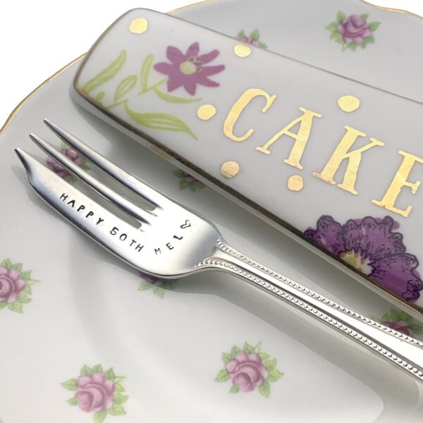 Personalised vintage silver plated cake fork /pastry fork - product image 3