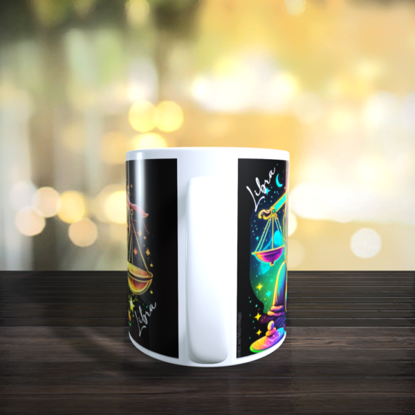 Libra Rainbow Star Sign Zodiac Balance scales horoscope ceramic Gift Mug 11oz - product image 3