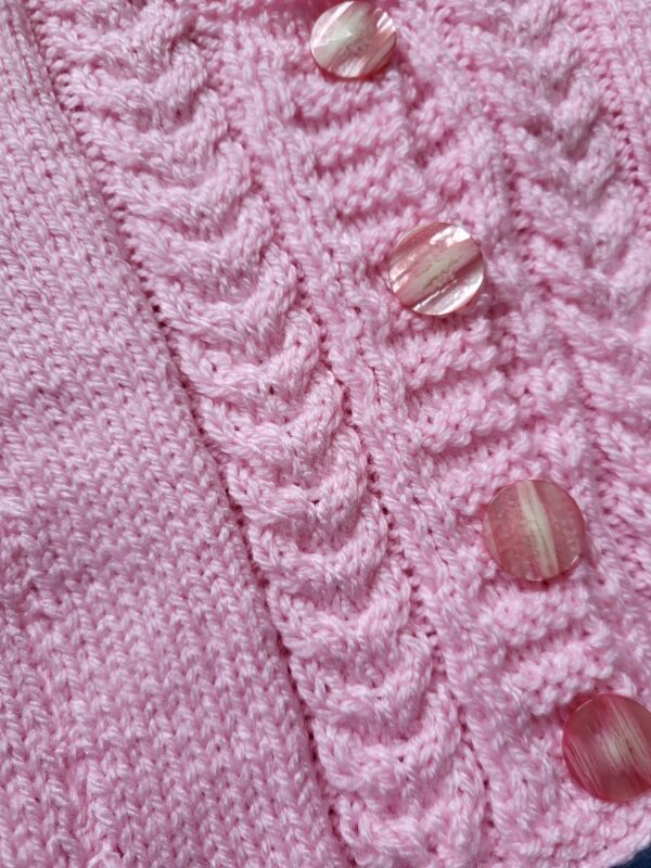 Pink baby cardigan 0-3 months - product image 3