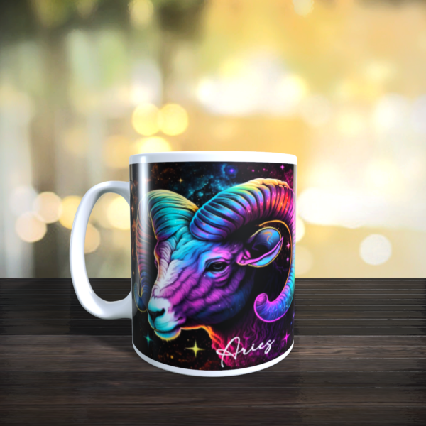 Aries Rainbow Star Sign Zodiac Horoscope The Ram Birthday Tea Gift Mug 11oz - product image 2