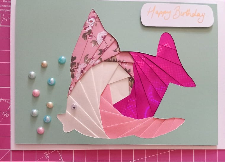 Pink Angel Fish birthday card - main product image