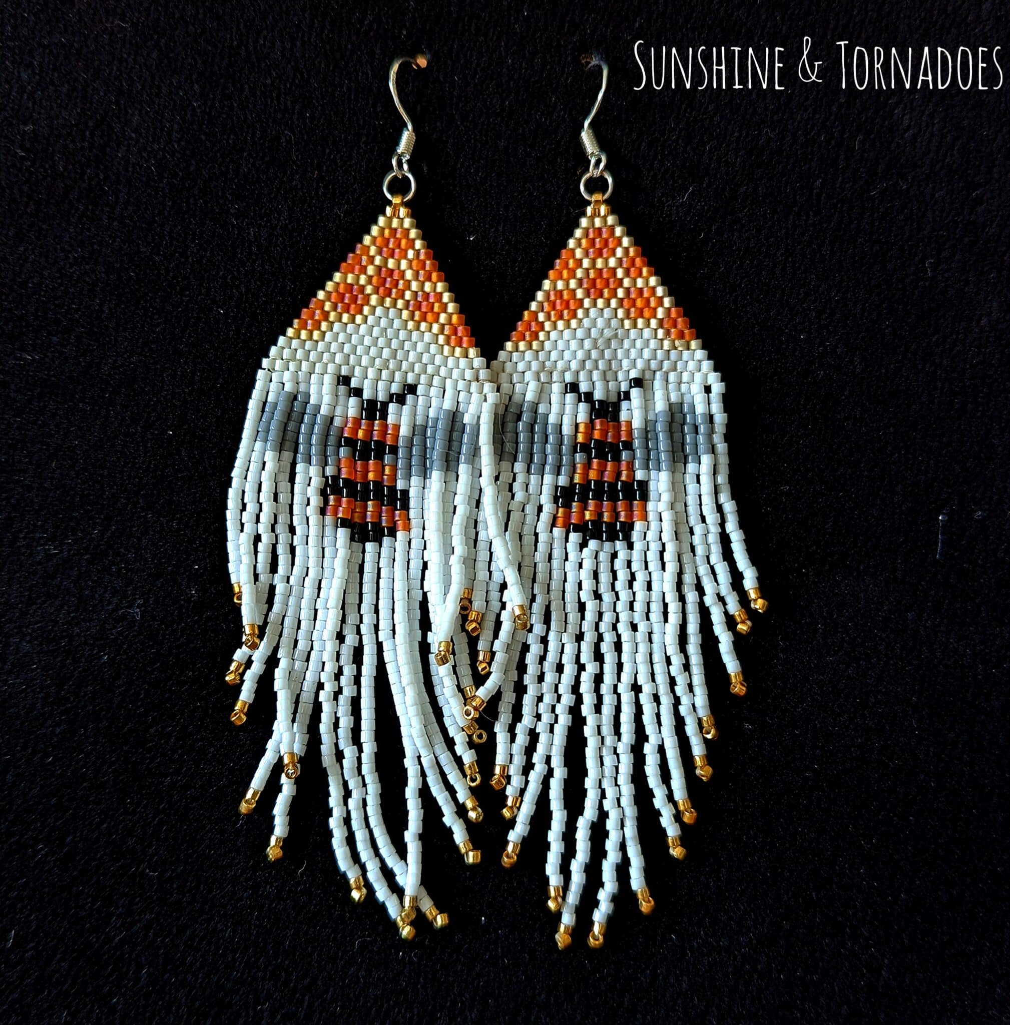 Hand Stitched Fringed Earrings – Honey Bee - main product image