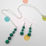 Malachite Drop Earrings, Silver Malachite Necklace, Unique Malachite Set, Gift for Her, Anniversary
