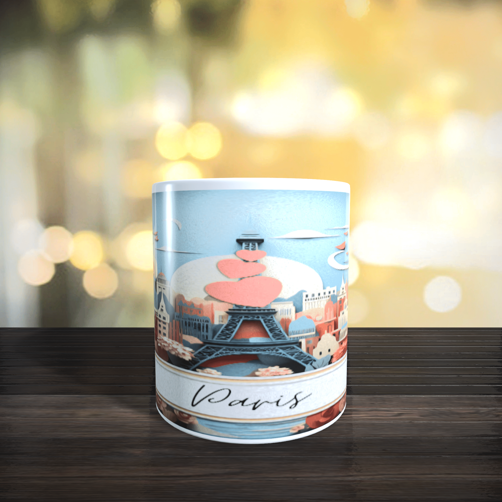 3D Cityscape Paris stylised Art Ceramic coffee Tea Birthday Holiday Mug 11oz - main product image