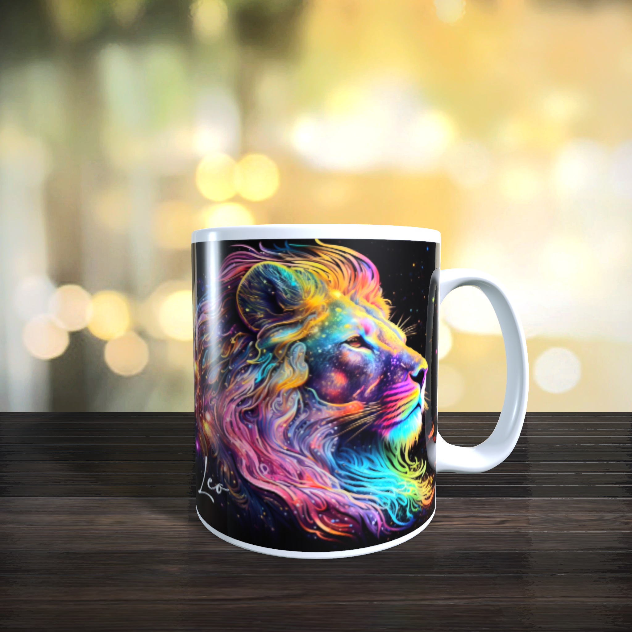 LEO Rainbow Star Sign Zodiac The Lion Horoscope Birthday Gift Mug - main product image