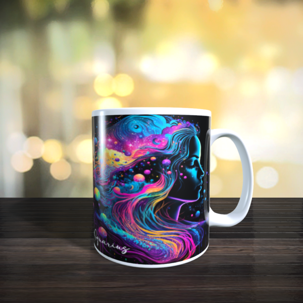 Aquarius Rainbow Star Sign Zodiac Galaxy Gift Mug White 11oz - main product image