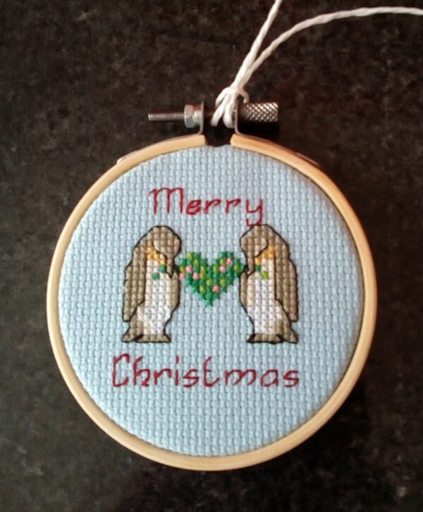 Merry Christmas, Penguin Ornament, Penguin Decoration – Red - main product image