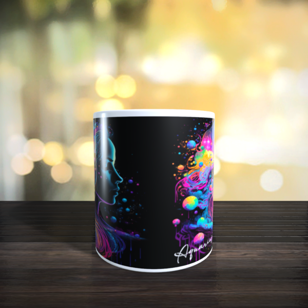 Aquarius Rainbow Star Sign Zodiac Galaxy Gift Mug White 11oz - product image 3