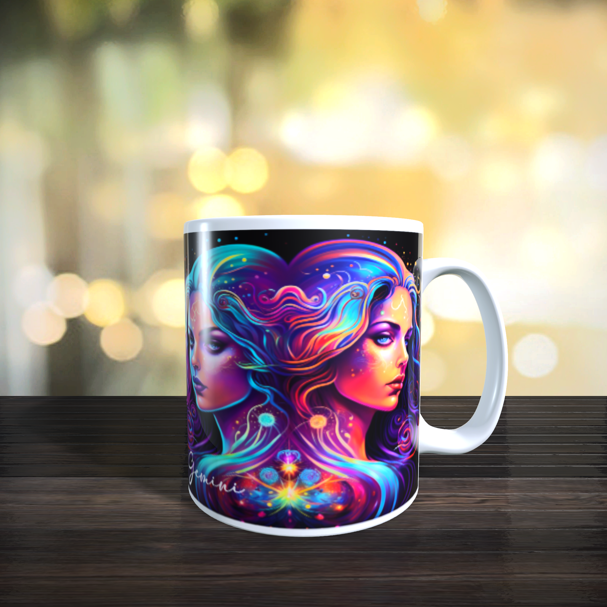 Gemini Rainbow Star Sign Zodiac The Twins horoscope Birthday Gift Mug 11oz - main product image