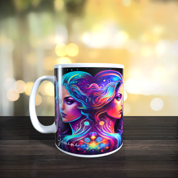 Gemini Rainbow Star Sign Zodiac The Twins horoscope Birthday Gift Mug 11oz - product image 2