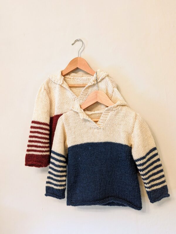Breton Stripe Baby Hoodie – Berry - product image 3