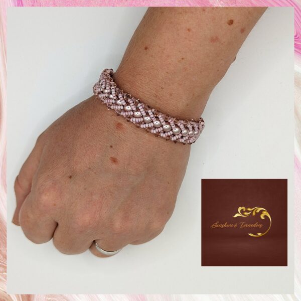 Blush Pink Flat Spiral Bracelet with Decorative Clasp - main product image