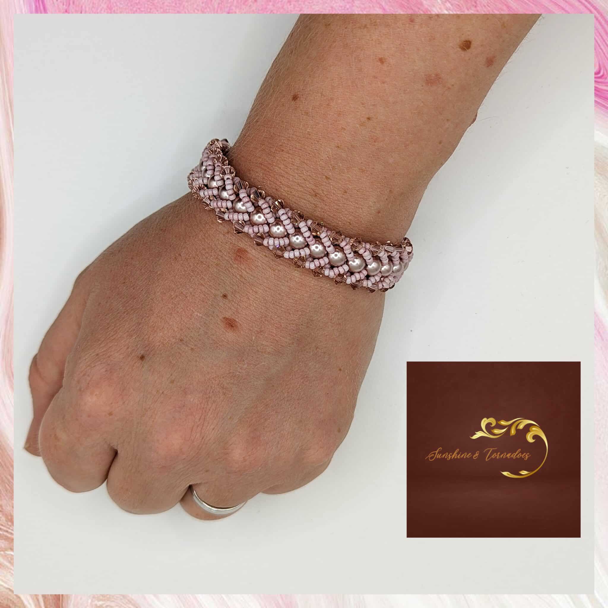Blush Pink Flat Spiral Bracelet with Decorative Clasp - main product image