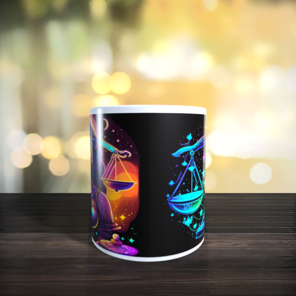 Libra Rainbow Star Sign Zodiac Balance scales horoscope ceramic Gift Mug 11oz - product image 4