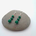 Silver Malachite Drop Earrings, Long Green Earrings, Gift for her, Birthday Gift Anniversary