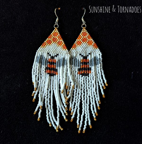 Hand Stitched Fringed Earrings – Honey Bee - product image 2