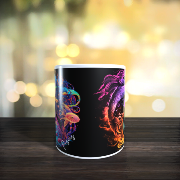 Pisces Rainbow Star Sign Zodiac horoscope Fish Gift Mug White Ceramic 11oz - product image 3