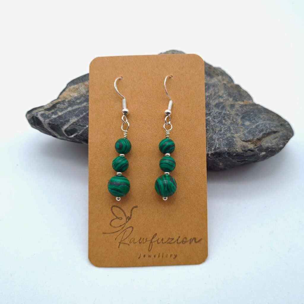 Silver Malachite Drop Earrings, Long Green Earrings, Gift for her, Birthday Gift Anniversary