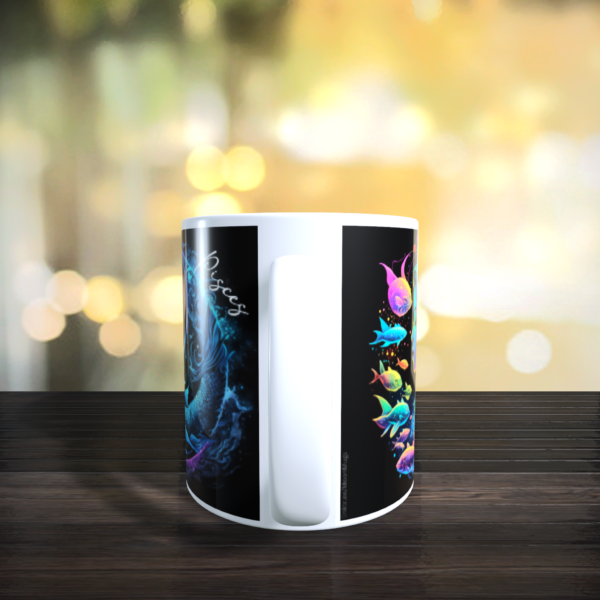 Pisces Rainbow Star Sign Zodiac horoscope Fish Gift Mug White Ceramic 11oz - product image 4