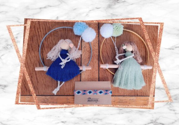 Handmade custom macrame doll in your chosen hair, dress and balloon colours - product image 2