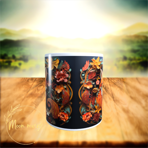 3D Floral Fox Wildlife Ceramic Coffee Tea Birthday Gift Mug 11oz Nature lover - product image 3