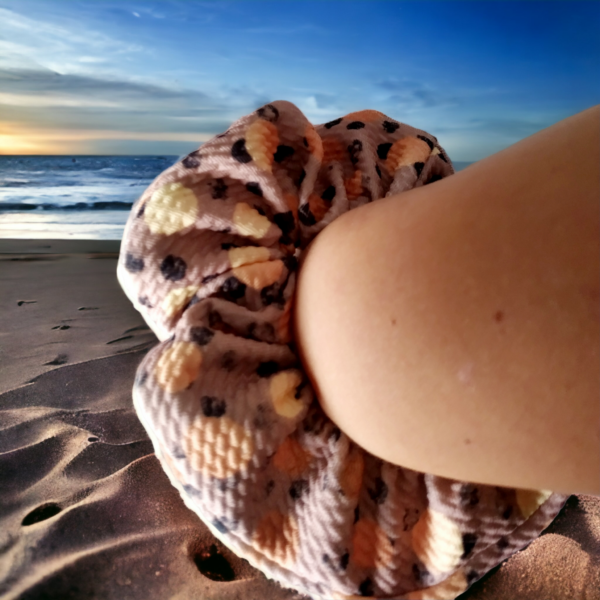 Gold and brown animal print hair Scrunchie - main product image