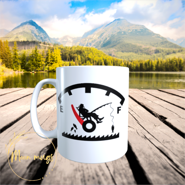 Fishing Fuel Gauge Angler Fisherman Ceramic coffee tea Gift for him Mug Cup 11oz - product image 2