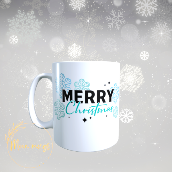 Merry Christmas Snowflakes Modern Festive holiday season santa Gift Mug 11oz - product image 3