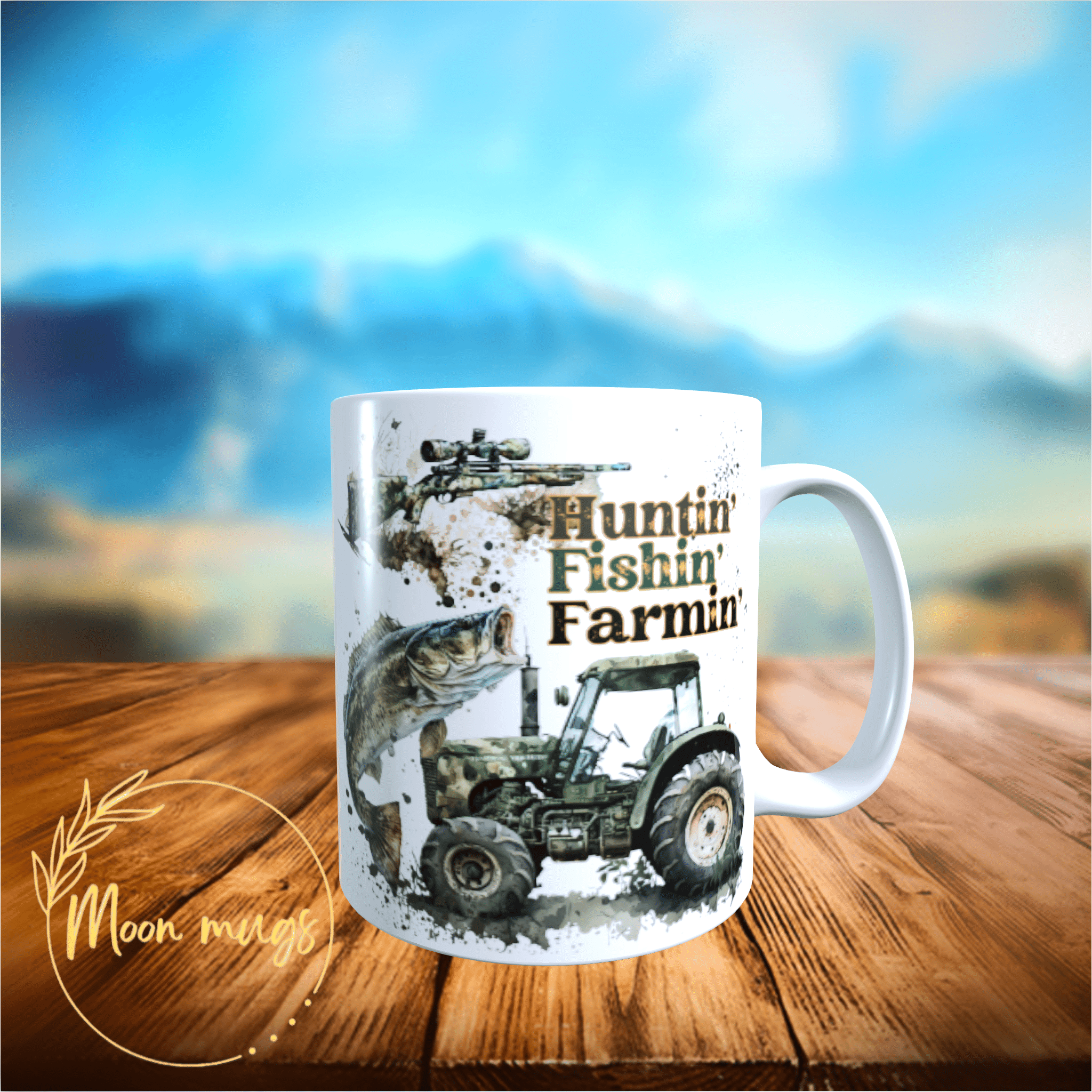 Huntin Fishin Farmin’ A Man’s 3 Favorite Pastimes Ceramic Gift Mug Cup 11oz - main product image