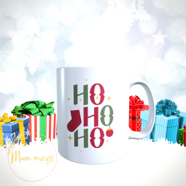 HO HO HO Mug festive mood Christmas season merry and bright Gift Mug 11oz - product image 2