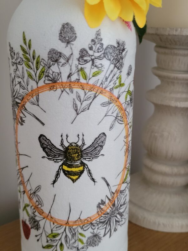 Upcycled Decoupaged Bottle – Queen Bee - product image 2