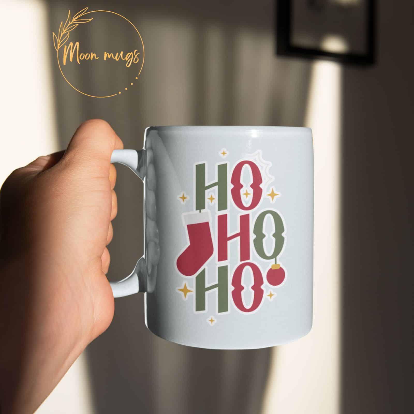 HO HO HO Mug festive mood Christmas season merry and bright Gift Mug 11oz - main product image