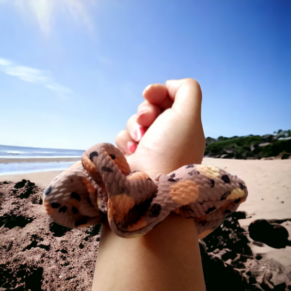 Gold and brown animal print hair Scrunchie - product image 2