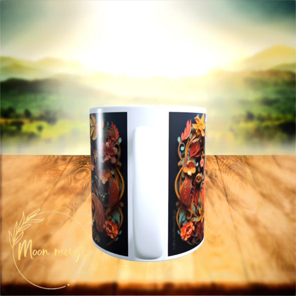 3D Floral Fox Wildlife Ceramic Coffee Tea Birthday Gift Mug 11oz Nature lover - product image 4