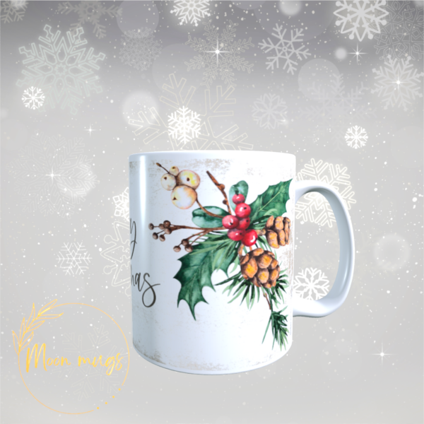 Merry Christmas Rustic Holly Berries festive Xmas season Gift Mug Cup 11oz - product image 5