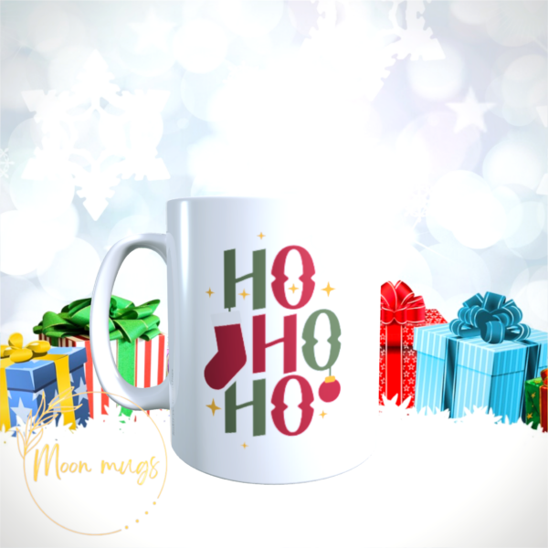 HO HO HO Mug festive mood Christmas season merry and bright Gift Mug 11oz - product image 3