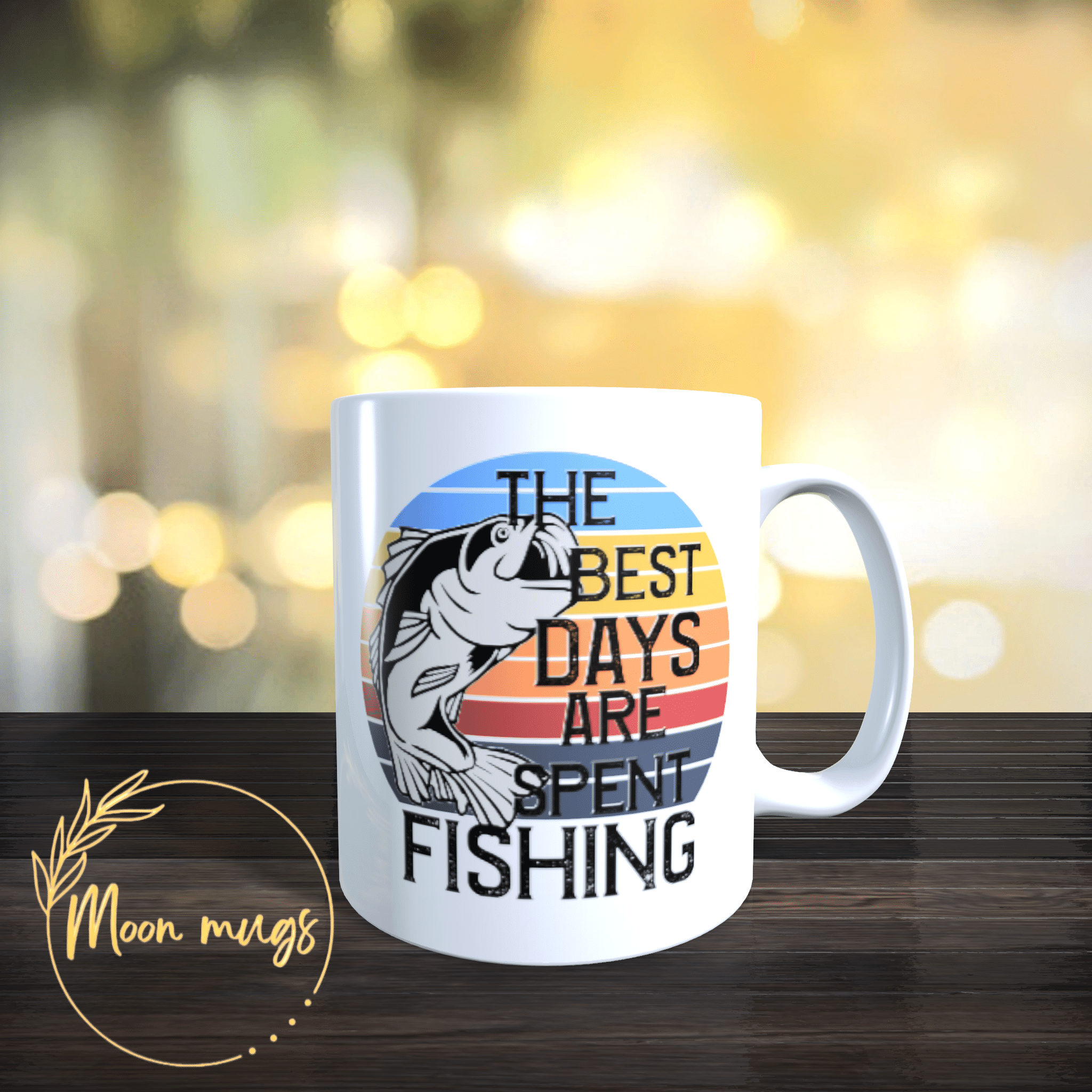 The Best Days Are Spent Fishing Ceramic fisherman dad Mug Cup 11oz Gift for Him - main product image