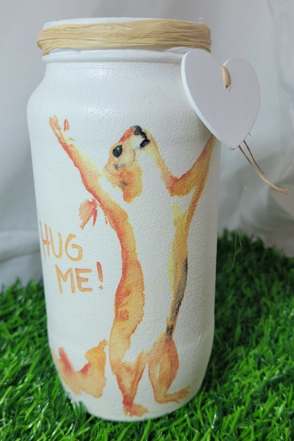 Small Upcycled Decoupaged Jar – Hug Me - main product image