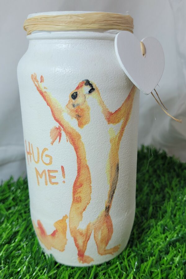 Small Upcycled Decoupage Jar – Hug Me - main product image
