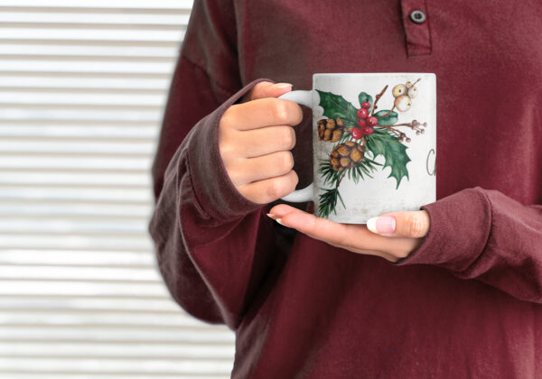 Merry Christmas Rustic Holly Berries festive Xmas season Gift Mug Cup 11oz - product image 3