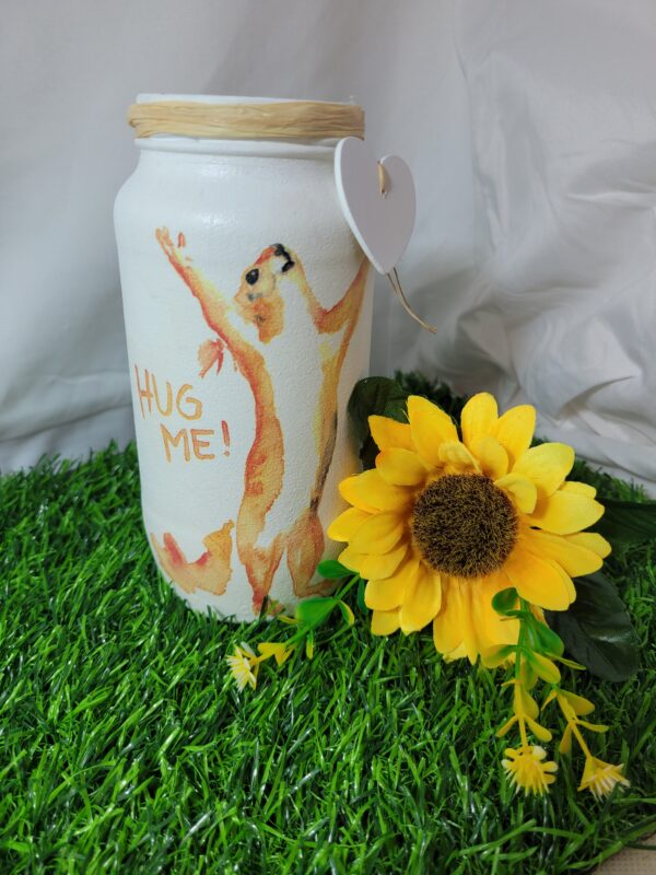 Small Upcycled Decoupaged Jar – Hug Me - product image 2