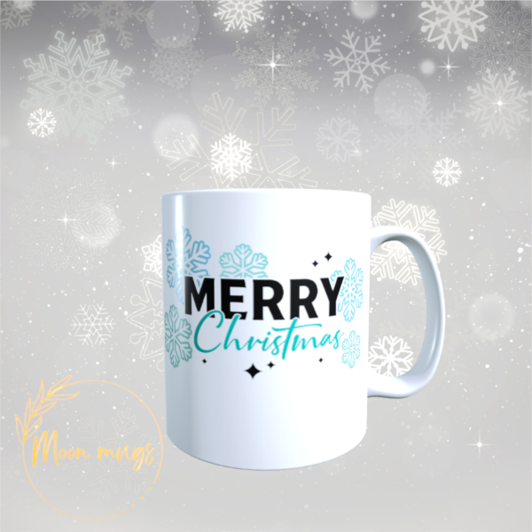 Merry Christmas Snowflakes Modern Festive holiday season santa Gift Mug 11oz - product image 2