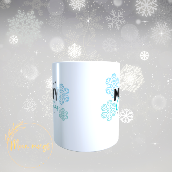 Merry Christmas Snowflakes Modern Festive holiday season santa Gift Mug 11oz - product image 5