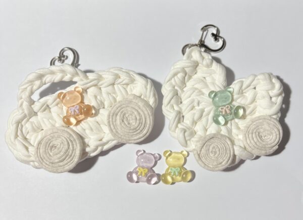 Crochet baby shower, gender reveal party mementos, favours. Crochet pram and car - product image 2