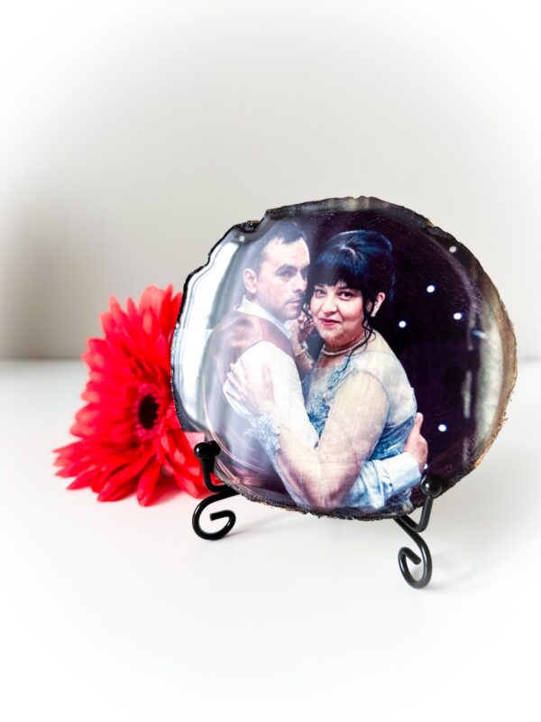 Personalised Small round photo on wood with glossy resin finish - product image 5