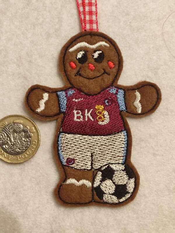 Gingerbread footballer in Aston Villa Colours – Christmas tree decoration - main product image