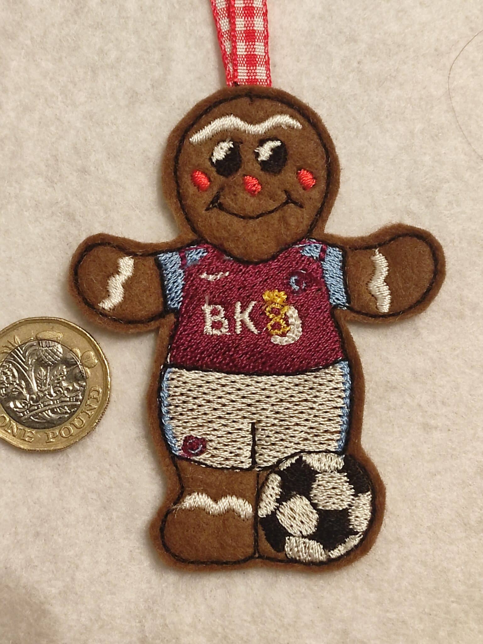 Gingerbread footballer in Aston Villa Colours – Christmas tree decoration - main product image