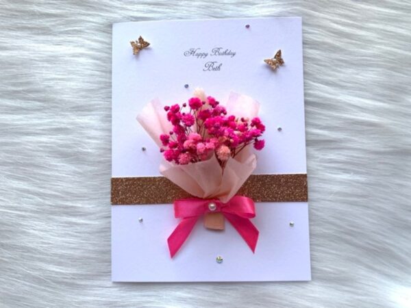 Luxury Personalised Handmade Birthday Card, Mini Dried Flower Bouquet Card with Box C032 - product image 4