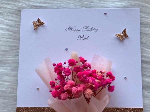 Luxury Personalised Handmade Birthday Card, Mini Dried Flower Bouquet Card with Box C032 - product image 3