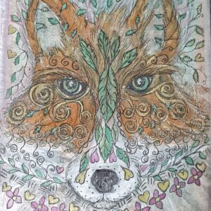 Painted Fox on canvas.: placeholder image (loading)